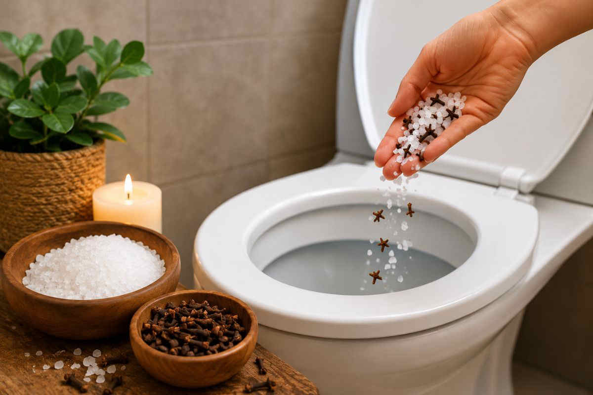 Avant de quitter votre maison, jetez du sel marin et des clous de girofle dans vos toilettes
